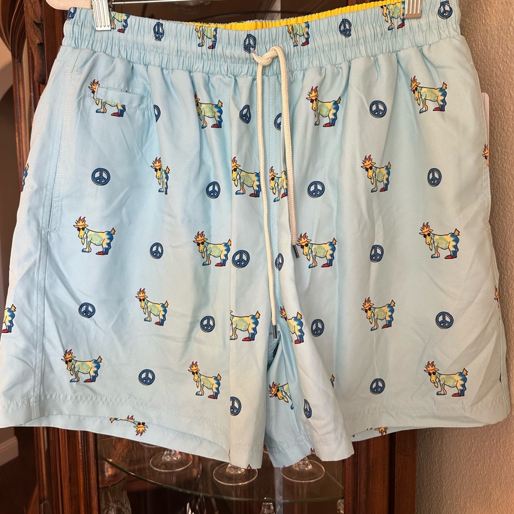 *NWT* GOAT USA Tahiti Hippie Light Blue Swim Trunks